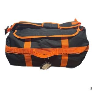 NWT Harley-Davidson Black and Orange Duffel Bag Backpack